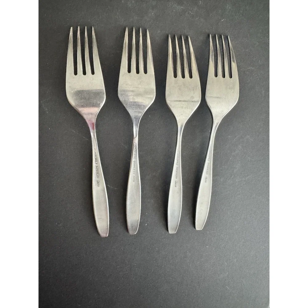 Vintage SILHOUETTE Stainless Forks Japan Lot‎ Of 4
